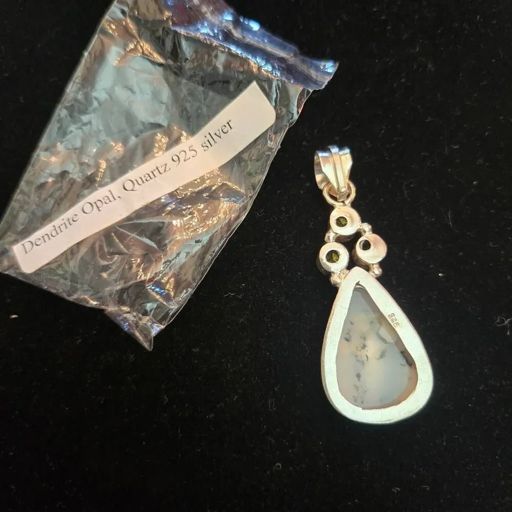 Dendrite Opal set in Sterling Silver 925 Pendant